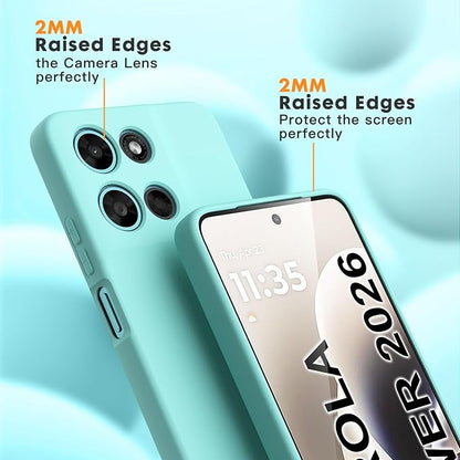 for Motorola Moto G Power (2026) Case, 2 Pack Tempered Glass Screen Protectors, Soft TPU Silicone Shockproof Gel Cover-Ice Blue