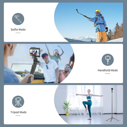 70" Selfie Stick Tripod for Gopro Action Camera, Lightweight Phone Tripod Stand with Wireless Remote & Phone Holder, Compatible with iPhone, GoPro, DJI, Insta360