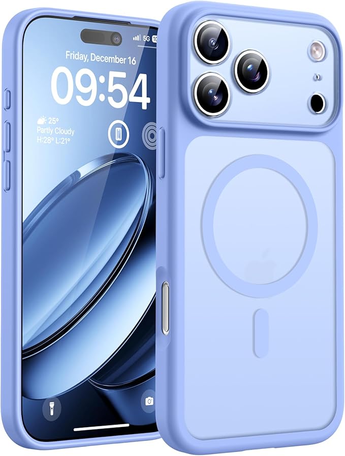 TOCOL for iPhone 17 Pro Case, Compatible with Magsafe Charger, Full Camera Protection, Translucent Matte Phone Case for 17 Pro 6.3 inch (Light Blue)