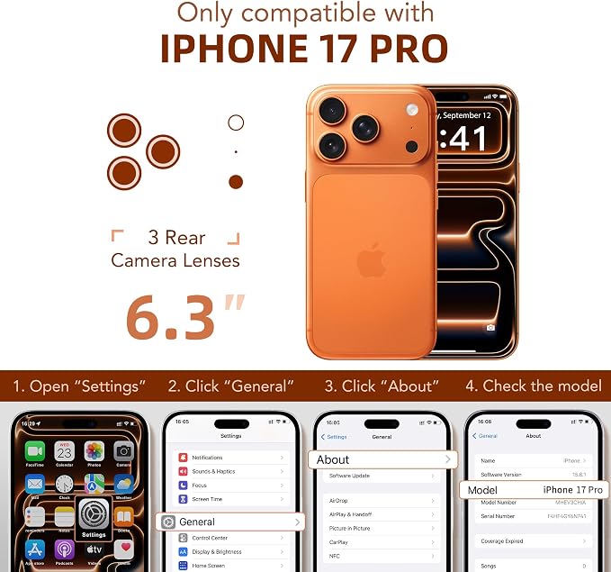 BERFY for iPhone 17 Pro Case, Compatible with MagSafe, Built-in Privacy Screen Protector, Camera Protection, Shockproof Full Body Phone Case 6.3", Clear