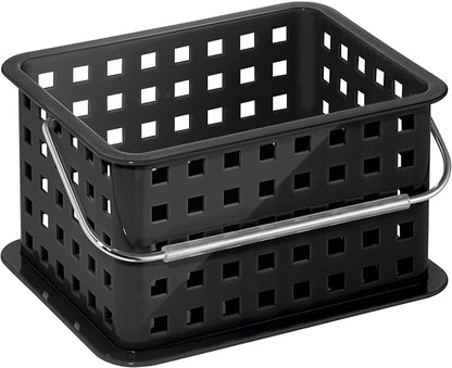 iDesign Plastic Shower Caddy Basket with Handle for Bathroom or College Dorm - Black - Made in USA