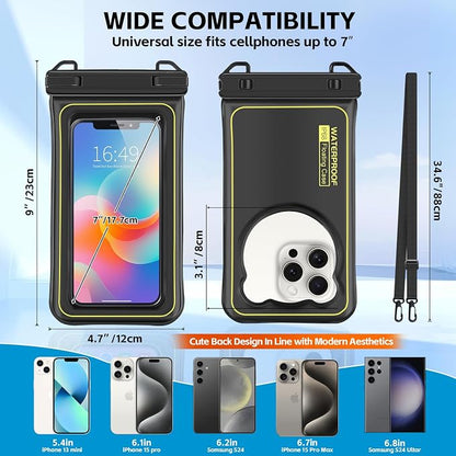 IP68 Waterproof Phone Pouch Up to 6.8", Floating Waterproof Phone Case for iPhone 15 14 13 Pro Max, Galaxy S24 S23 S22 Ultra, Cellphone Dry Bag Cruise Beach Essential, Black