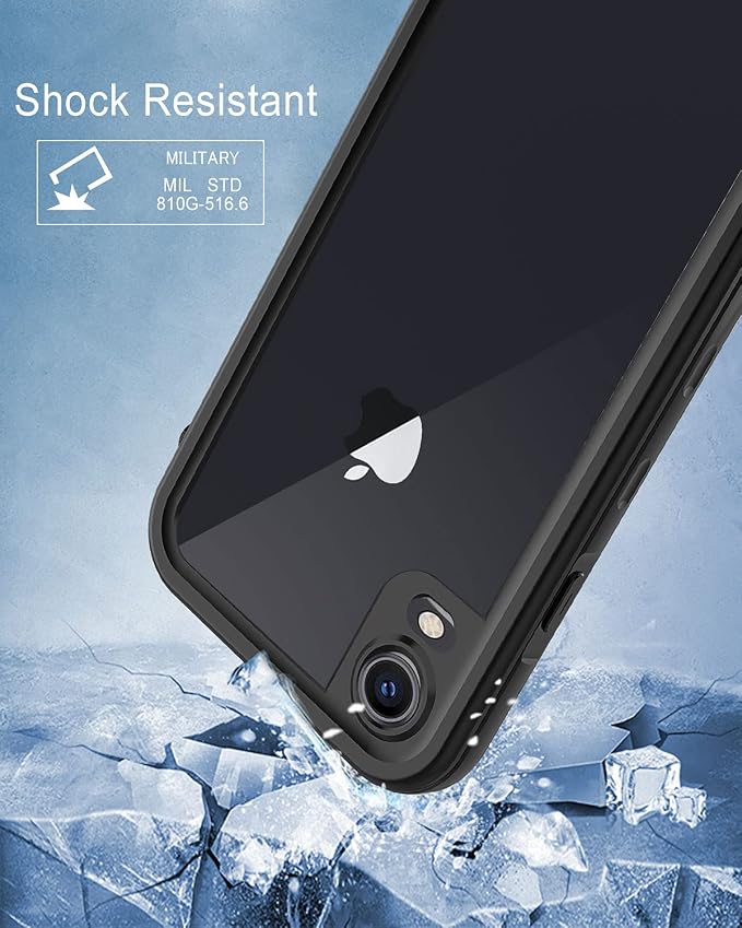 for iPhone XR Waterproof case Life Snowproof Dirtproof Shockproof Cover … (Black/Clear)