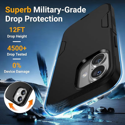 jaroco for iPhone 17 Case [Heavy Duty Protection][Compatible with MagSafe][Military Grade Drop Protection][Shockproof] with Non-Slip Removable Phone Cover 6.3''-Black