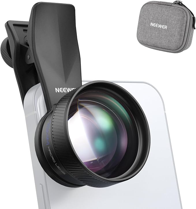 NEEWER 75mm Macro Phone Camera Lens with 17mm Threaded Lens Clip, 3X Magnification, 5 Elements in 5 Groups for Backplate, Phone Cage, Case Compatible with iPhone Samsung Android, LS-73