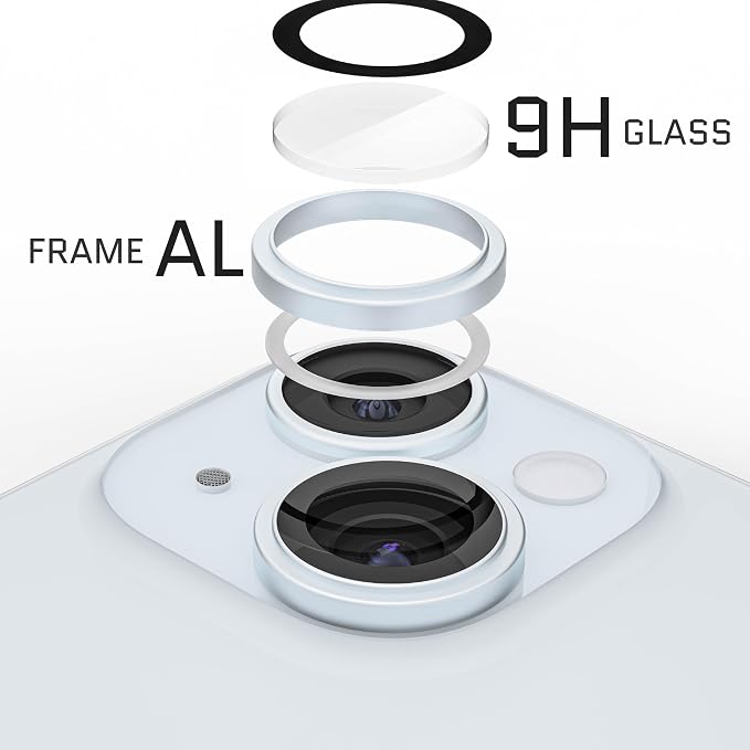 Ghostek Tempered Glass Camera Lens Protector for iPhone 15 & 15 Plus, 9H Hardness, Scratch Resistant, Anti-Fingerprint, HD Clear Camera Cover for Apple iPhone 15 & Apple iPhone 15 Plus (Blue)