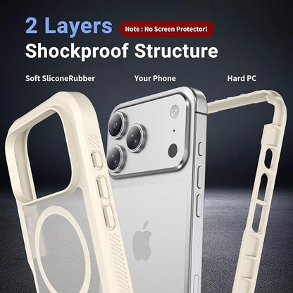 jaroco Magnetic for iPhone 17 Pro Case, [Compatible with MagSafe][Military Grade Drop Protection][Heavy Duty Protection][Non-Slip][Shockproof] 2-Layer Durable Bumper Phone Casee 6.3''-Antique White