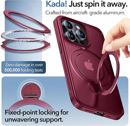Anqrp 360° All-in-ONE Stand Case for iPhone 15 Pro with Rotatable Magnetic Kickstand Ring Holder, Compatible with MagSafe, MIL-Grade Shockproof iPhone 15 Pro Phone Case Cover 6.1" Red