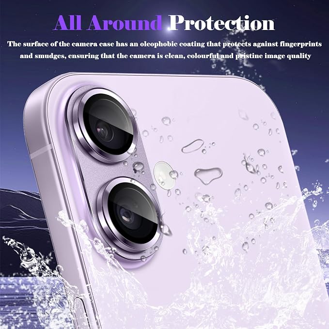 Camera Lens Protector for iPhone 17 Camera Lens Protector [Strong Adsorption] [Not Easy to Break] Metal Tempered Glass Rear Camera Screen Cover - Purple