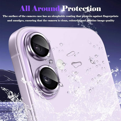 Camera Lens Protector for iPhone 17 Camera Lens Protector [Strong Adsorption] [Not Easy to Break] Metal Tempered Glass Rear Camera Screen Cover - Purple