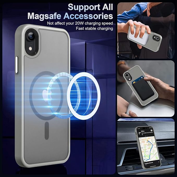 MOCCA Strong Magnetic for iPhone XR Phone Case, [Compatible with Magsafe][Mil-Grade Drop Protection] Slim Thin Translucent Matte Protective Cover Case for iPhone XR Case 6.1'', Titanium Gray