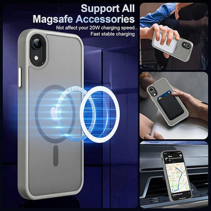 MOCCA Strong Magnetic for iPhone XR Phone Case, [Compatible with Magsafe][Mil-Grade Drop Protection] Slim Thin Translucent Matte Protective Cover Case for iPhone XR Case 6.1'', Titanium Gray