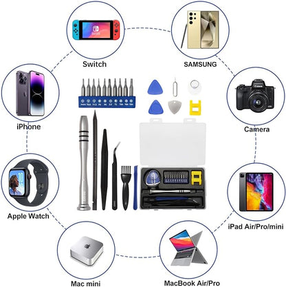 Screwdriver Repair Set Tool Cleaning Kit for Apple iPhone 5 6 6S 7 8 X XS XR SE 11 12 13 14 15 Plus Pro Max mini ipod,ipad,Mobile cell phones,Switch,watch,Glasses,Camera,Tablet,etc