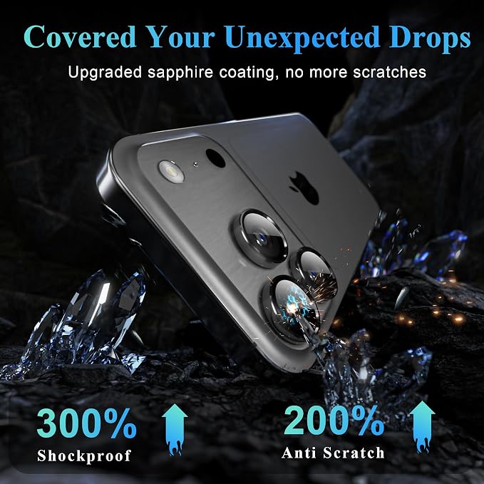 YWXTW Camera Lens Protector for iPhone 17 Pro/iPhone 17 Pro Max, [1 Step Installation Tray] Tempered Glass Screen Protector Metal Individual Camera Cover Accessories Case Friendly (Grey-2Pack)