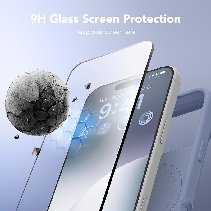 GONEZ Magnetic for iPhone 17 Pro Case, Compatible with MagSafe, [Screen Protector + Camera Lens Protector], Liquid Silicone Anti-Scratch Shockproof Protective Phone Case 6.3 inch, Lavender Gray