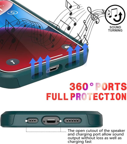 Diverbox for iPhone 14 case [Shockproof] [Dropproof] [Tempered Glass Screen Protector ],Heavy Duty Protection Phone Case Cover for Apple iPhone 14 (Dark Green-2in1)