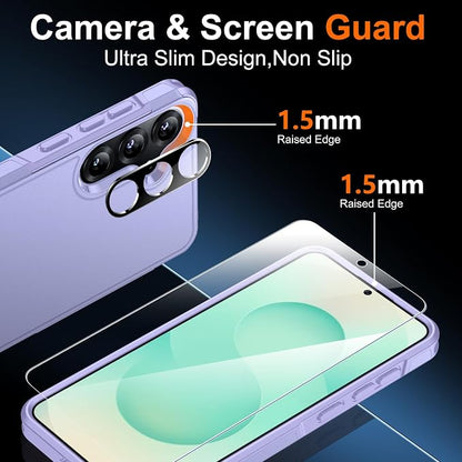 SPIDERCASE Designed for Samsung Galaxy S25 Case, [10 FT Military Grade Drop Protection], 2 Pack [Tempered Glass Screen Protector+Camera Lens Protector] Heavy Duty Shockproof Case, Purple