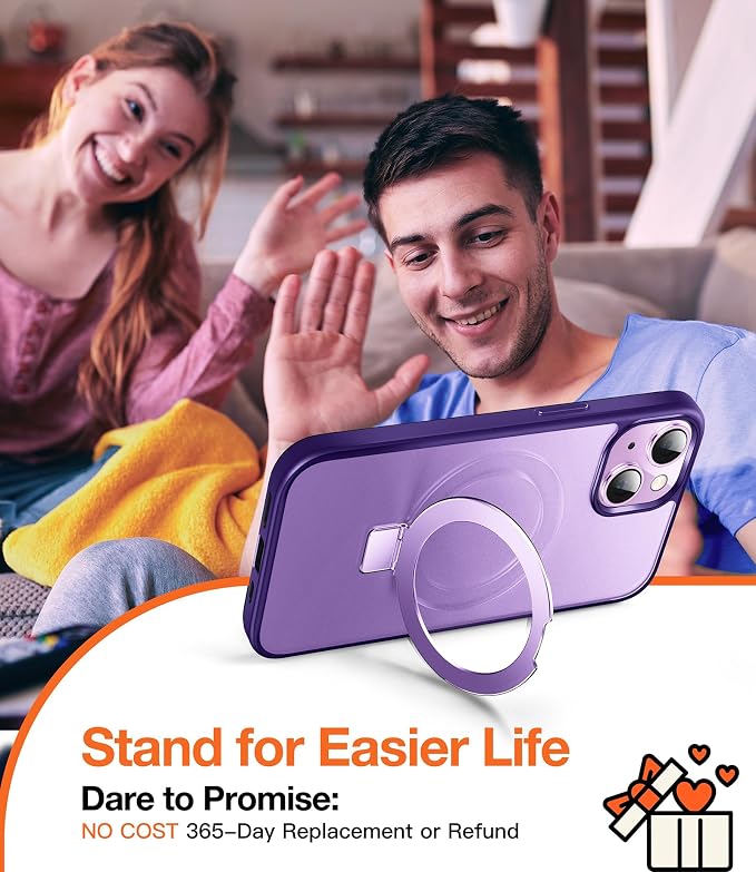 Chicfun 3-in-1 [Magnetic+Kickstand+Ring Holder] for iPhone 14 Plus Case with Stand Ring Holder， Compatible with MagSafe, Military Shockproof Kickstand Phone Case iPhone 14 Plus Cover Purple