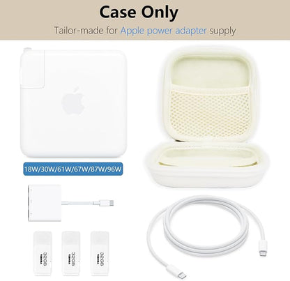 Charger Case for Macbook, Portable Tech Electronic Organizer Bag, Small Travel Storage Pouch for Laptop Accessories, MacBook Power Adapter, Charging Cords, USB Drives, Power Bank (White, M)