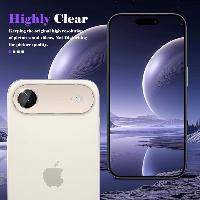 Camera Lens Protector for iPhone Air (iPhone 17 Air) Camera Lens Protector [Strong Adsorption] [Not Easy to Break] Metal Tempered Glass Rear Camera Screen Cover - Light Gold