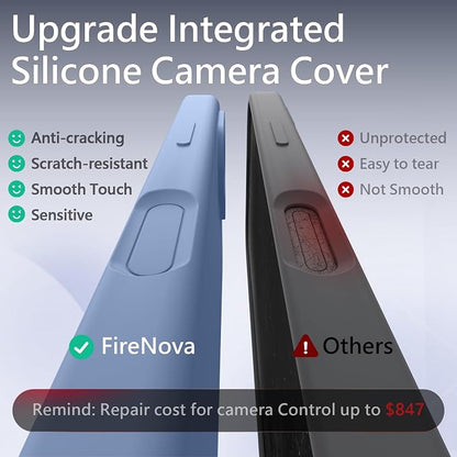 FireNova Magnetic for iPhone 17 Case, Compatible with MagSafe, [Integrated Silicone Camera Control Button] [Camera Protection] Anti-Scratch Microfiber Lining Phone Case, 6.3", Light Blue