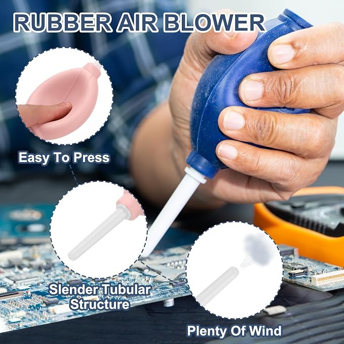 PATIKIL Soft Tip Air Blower Dust Blaster, 3 Pcs Rubber Bulb Air Pump Dust Blower Cleaner Cameras Lens Cleaning Tool with Long Nozzle for Camera Lens Computer Keyboard, Pink/White