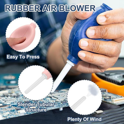 PATIKIL Soft Tip Air Blower Dust Blaster, 3 Pcs Rubber Bulb Air Pump Dust Blower Cleaner Cameras Lens Cleaning Tool with Long Nozzle for Camera Lens Computer Keyboard, Pink/White