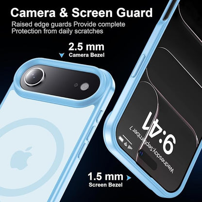 Magnetic for iPhone Air case, with Camera Lens Protector [10Ft Military-Grade Protection] Compatible with fit MagSafe Slim case for iPhone 17 Air 6.5 inch, Light Blue