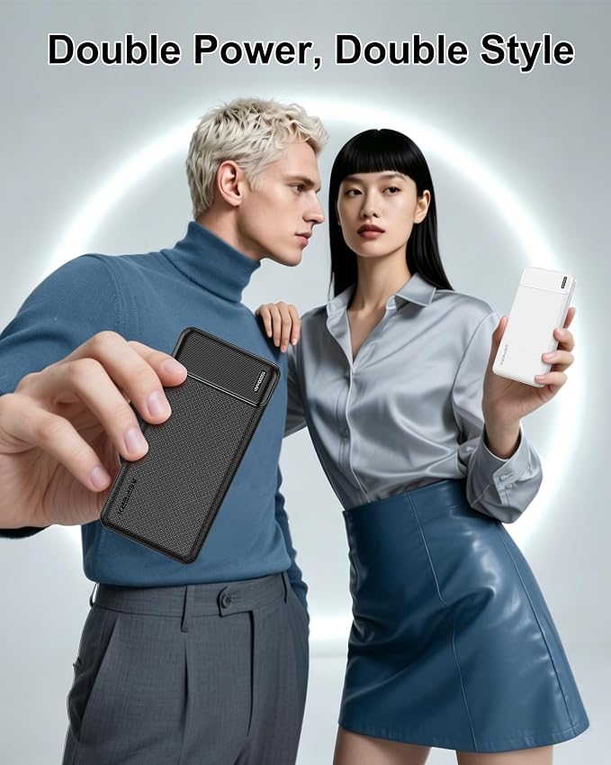 AsperX 2-Pack 10000mAh Slim Portable Charger,Portable Power Bank | USB C in&Out Fast Charging Battery Pack,Compatible with iPhone Samsung Tablet and Heated Vest