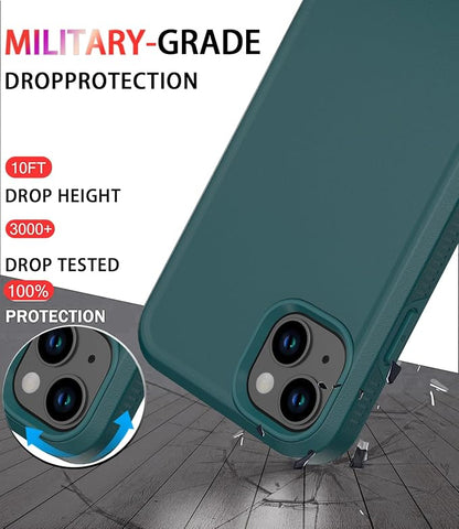 Diverbox for iPhone 14 case [Shockproof] [Dropproof] [Tempered Glass Screen Protector ],Heavy Duty Protection Phone Case Cover for Apple iPhone 14 (Dark Green-2in1)