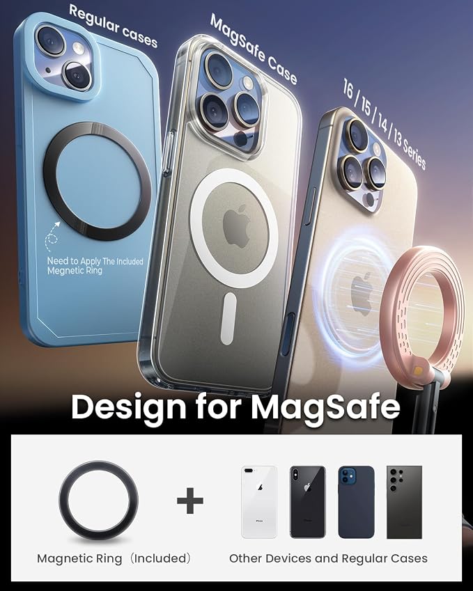 2026 Upgraded Vacuum Suction Cup Phone Mount for Magsafe [109+LBS Strongest Suction], 360° Adjustable Foldable Vacuum Magnetic Phone Holder for Car [24 N55 Stronger Magnets], for iPhone 17/16/15/14/13