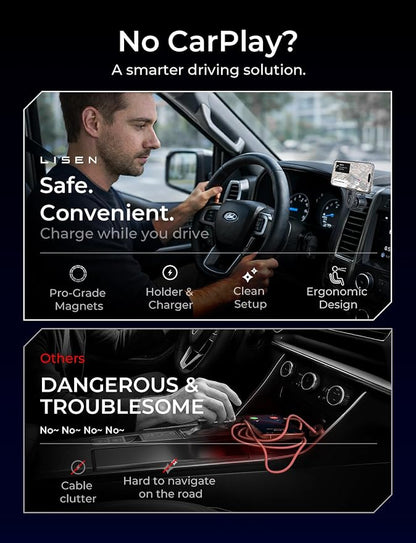 LISEN for Qi2.2 25W MagSafe Car Mount Charger, [Stable & Fast Charging] Magnetic Wireless Car Charger, Car Phone Holder Charger Car Accessories Fits iPhone 17 Pro Max Air 16/15/14/13/ Galaxy S26 Ultra