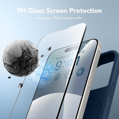 GONEZ for iPhone 14 Pro Max Case Silicone, Compatible with MagSafe, with Screen Protector + Camera Lens Protector, Liquid Silicone Shockproof Protective Phone 14 ProMax Case 6.7", Dark Blue