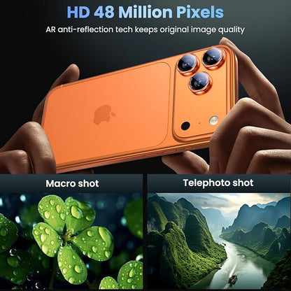Uyiton for iPhone (17/16/15/14 Pro Max) and iPhone (17/16/15/14 Pro) Camera Lens Protector - Military-Grade Tempered Glass Metal Camera Cover, Easy to Install, Cosmic Orange+Red
