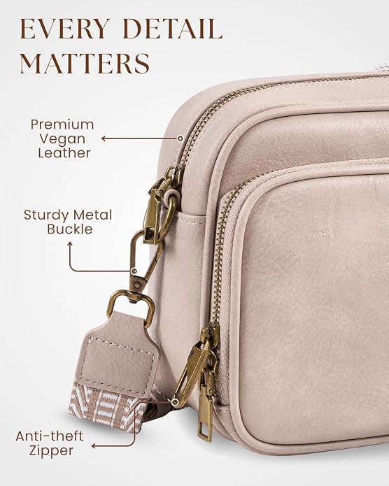 Crossbody Bags with Built-in Wallet, Anti-Theft Travel Purse with Card Slots, Trendy Vegan Shoulder Bag for Women Men