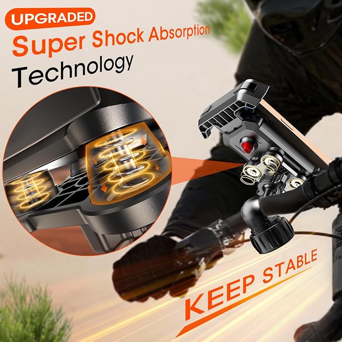Mountain Bike Phone Mount: Heavy-Duty Anti-Shake Lock Holder – One-Hand Quick Release Cradle with Silicone Corners for MTB Trail Cyclists & Off-Road Riders – Fits iPhone Android 4.7-7in