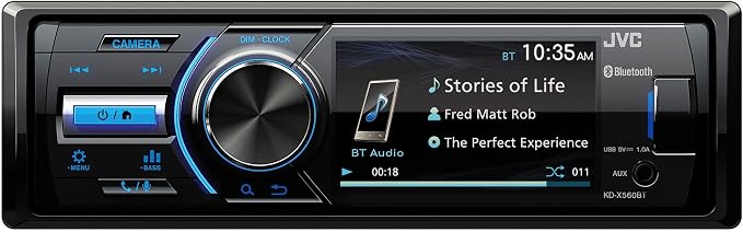JVC - KD-X560BT - Digital Media Car & Marine Bluetooth Receiver iPhone/Android/USB/AUX Car Stereo with Rear Camera Input