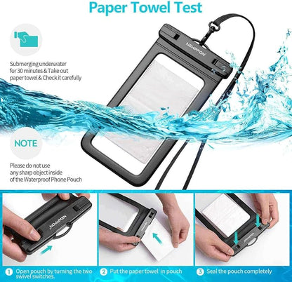 4 Pack 8.5“ Waterproof Cell Phone Pouch - Underwater Dry Bag Case Lanyard - Water Proof Clear Holder Protector for iPhone 16 15 14 Pro Max Plus Samsung Galaxy S25 S24 Ultra Note for Beach Swimming