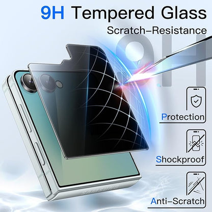 JETech Front Privacy Screen Protector for Samsung Galaxy Z Flip 7, 2-Pack | Anti-Spy 9H Tempered Glass, Easy Installation Tool, Case-Friendly