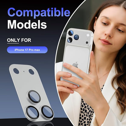 Camera Lens Protector for iPhone 17 pro max, [2026 Upgraded] Aluminum Alloy Frame with Sapphire AR+AF Glass, Military Grade, Anti-Scratch, Case Friendly, White