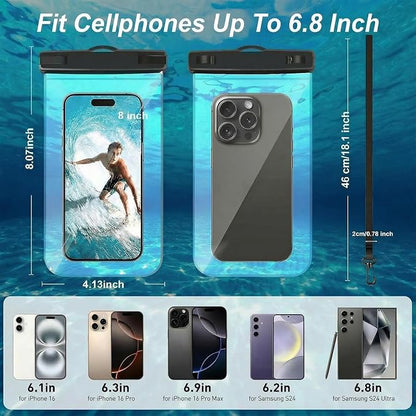 1 Pack Waterproof Phone Case, 6.8" Universal Dry Bag for iPhone 15/14/13/12 Pro Max, IPX8 Waterproof Pouch, Cruise Ship & Beach Essentials, Clear