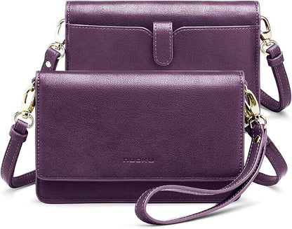 nuoku Women Small Crossbody Bag Cellphone Purse Wallet with RFID Card Slots 2 Straps Wristlet