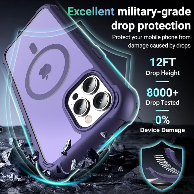 jaroco Magnetic for iPhone 12 Pro Max Case, [Compatible with MagSafe][Military Grade Drop Protection][Heavy Duty Protection][Non-Slip][Shockproof] 2-Layer Durable Bumper Phone Case 6.7''-Dark Purple