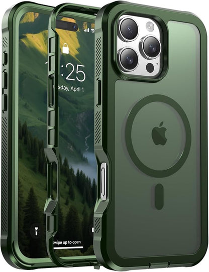 jaroco Magnetic for iPhone 16 Pro Max Case, [Compatible with MagSafe][Military Grade Drop Protection][Heavy Duty Protection][Non-Slip][Shockproof] 2-Layer Durable Bumper Phone Case 6.9''-Army Green