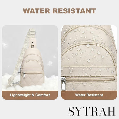 SYTRAH Sling Bag for Women, Anti-Theft RFID Crossbody Bag Nylon Sling Purse for Travel, Puffy Small backpack for Daily Hiking Sports White