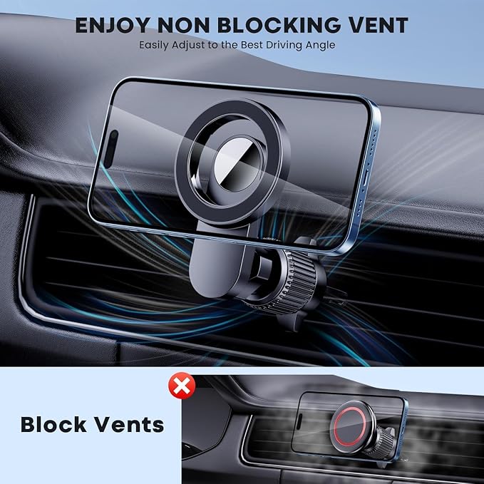 Qifutan for MagSafe Car Mount Cell Phone Holder for Car Phone Mount Air Vent Car Phone Holder Phone Car Holder Compatible with All Phone Android Smartphone
