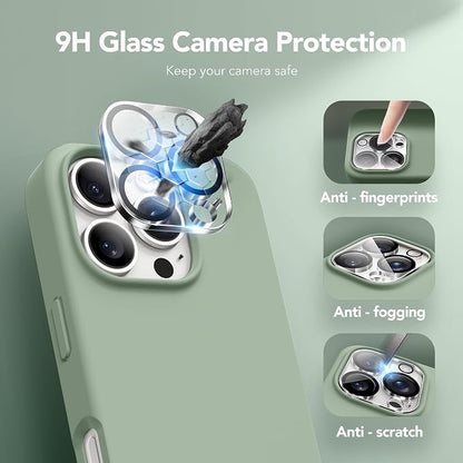 GONEZ Magnetic for iPhone 16 Pro Case, Compatible with MagSafe, [Screen Protector + Camera Lens Protector], Silicone Shockproof Anti-Scratch Protective Phone Case 6.3 inch, Light Green