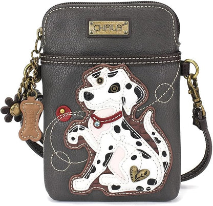 CHALA Dog Collection Cell Phone Crossbody Purse-Women PU Leather/Canvas Multicolor Handbag with Adjustable Strap
