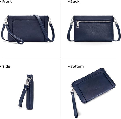 befen Genuine Leather Wristlet Wallet for Women Soft RFID Leather Clutch Purse with Built in Wallet Trendy Crossbody Bag