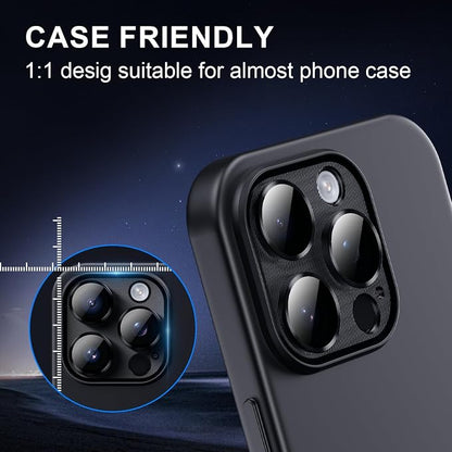 AFARER 2Pcs Camera Lens Protector for iPhone 16 Pro Max & for iPhone 16 Pro, Aluminum Alloy Tempered Glass Lens Cover,Silver